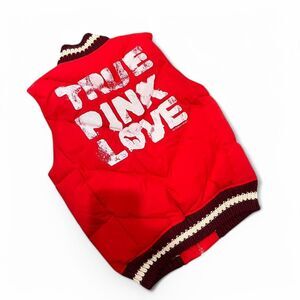 Y2K PINK Printed Knit Quilted Down Puffer Vest